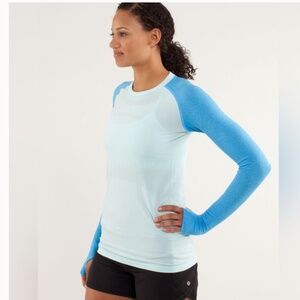 Lululemon Run: Swiftly Tech Long Sleeve Aquamarine / Beach Blanket Blue Size 8